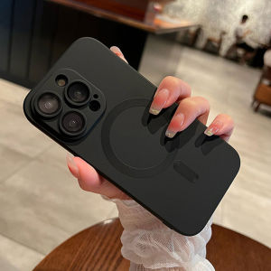 Luxury Lens Protection Soft Silicone Magnetic Case For iPhone 16 15 14 Plus 13 12 Pro Max Magsafe Wireless Charging Cover Shell