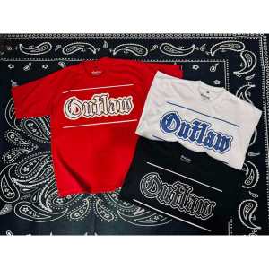 Outlaw Script Oversized T-shirt Crew Neck Casual Cotton Original Tshirt
