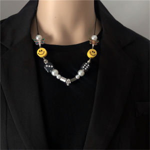 YAO แฟชั่นคลาสสิกไข่มุกสร้อยสตรีสําหรับ Men Skull สร้อยคอลูกปัดเครื่องประดับอัญมณี Smile สร้อยคอแบบจี้ห้อย