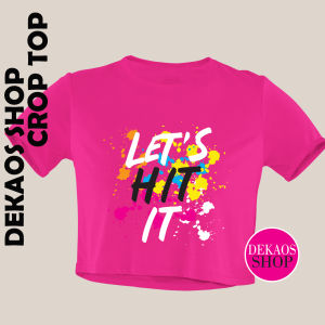 BAJU KAOS CROP TOP ZUMBA AEROBIC GYM FITNES SENAM LINE DANCE RUNNING LARI YOGA POUNDFIT WANITA DEKAOS SHOP 3008 LETS HIT IT