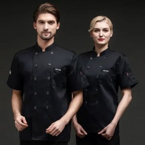 REOPYG Long-sleeved Chef Uniform Short Sleeved Breathable Mesh Chef Work Clothes Kitchen Clothing White Chefs Suit Men and Women