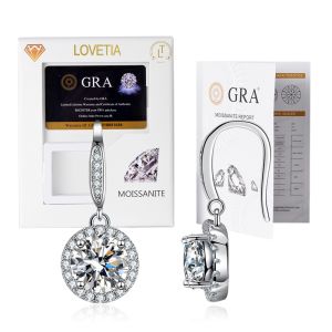 LOVETIA Bulat Anting Moissanite s925 Perak 1.0 Ct Sertifikat GRA BTEZ005