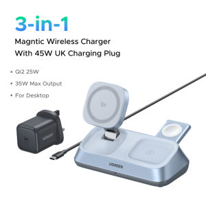 UGREEN 3-IN-1 Qi2 35W MagFlow Wireless Charger Magsafe Charger With MFi for iPhone 17 16 Pro Max iPhone 15 14 Apple Watch AirPods Xiaomi Air 2S Galaxy Buds Google Pixel Phone Holder Qi2.2 Version