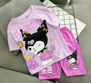 (11-40kg) đồ bộ bé gái -áo ngố tay ngắn quần lửng thun coton xuất mềm mát co giãn mặc siêu cưng