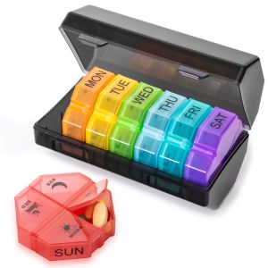 Portable Medicine Box 7 Day & 4 Times Pill Box Travel Medicine Storage Cases