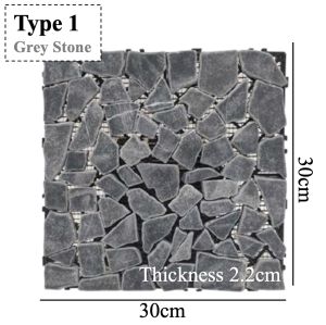 ⭐SG GREATHELP⭐ Outdoor Balcony Decking Tiles Long Wooden Stone Deck Artificial Grass Stone Decking Real Pebbles Non-Slip Interlocking DIY Easy Install Durable Weather Resistant Floor Tile for Patio Garden Entrance Corridor HDB Outdoor Decoration