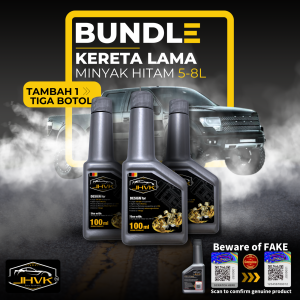 3 Btls(JHVK)Pure synthetic for Old Cars – Enjin ringan kurang bunyi jimat minyak sesuai kereta besar lama 7 tahun ke atas yang guna 5-8ltrs enjine oil.Smooth engine reduce noise save fuel ideal for big cars over 7 years.