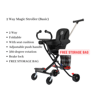 SIMI 2 Way Baby Magic Stroller Pram Foldable Seat Cushion Canopy Adjustable Backrest Light Weight Stroler Boleh Lipat Budak Kecil