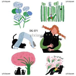 [COD] yixiayun 1 Sheet 3D Epoxy Resin Transparent Decals INS Cute Black Cat Cartoon Jelly Sticker Decoration For DIY Phone Cases Laptop Tablet