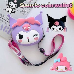 Kuromi Silicone Sanrio Children Coin Purse Wallet Kids Shoulder Bag Diagonal Bag for Girl Waterproof