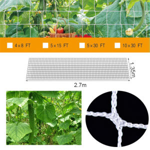 Manooby White Nylon Garden Trellis Netting For Climbing Plants Heavy Duty Mesh Net For Cucumber Tomato Grapes Gardening Accessories
