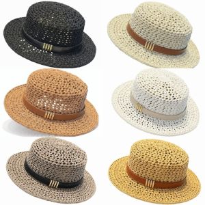 KGAA40 Phong cách cổ điển Mũ cói che nắng Nhẹ Vành rộng Mũ cói rỗng ruột  Tay nghề tinh xảo Mũ cói đan Bờ biển