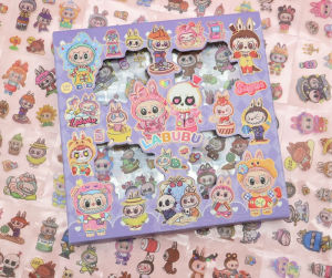 YY.100pcs Labubu Stickers with Gift box /PVC Sticker/Transparent Cartoon Sticker /Waterproof STICKERS For Notebook.