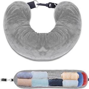 Neck Pillow Travel U Shape Adjustable Strap Soft Velvet Refillable Design Airplane Car Office Nap Support Bantal Leher