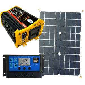 JUXING Smart Solar Power Inverter Kit: 6000W Peak Power Converter +18W Solar Panel +30A Controller DC TO AC 220V Can Use for Car Home Outdoor Emergency equipment