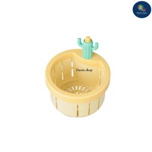 ตะแกรงกรองเศษอาหาร ป้องกันท่อน้ำทิ้งอุดตัน มีปุ่มกดทิ้งสะดวกไม่เลอะมือ ที่กรองอ่างล้างจานรูปต้นกระบองเพชร พร้อมส่ง