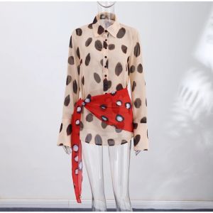 Polka Dots Print Detachable Scarf Sling Dress 2026 New Ladies Slim V-neck Spaghetti Strap Long Robes Womens Beach Dresses2026