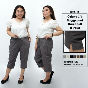 Celana jumbo karet full R polos / baggy pant jumbo / celana panjang model