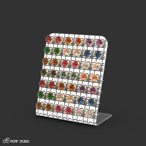 EARRINGS EARRING EAR STUD STUDS JEWELRY JEWELLERY HOLDER STORAGE ORGANIZER MINI SMALL RACK CASE SHOWCASE DISPLAY STAND CLEAR ACRYLIC 42 HOLES TEMPAT PENYIMPANAN RAK PAJANGAN ANTING PERHIASAN AKRILIK BENING TRANSPARAN MOTIF PATTERN FREESTYLE GEOMETRIC-08