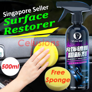【FREE Sponge】SG Seller ⭐ Plastic Restorer Spray ⭐ Surface Coating Agent Car Home Motorcycle Use Leather Rubber Black Paint Restore Long Lasting Black Shine