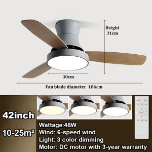 KASIDA wooden ceiling fan with light modern 3 colors dimming ceiling lights with fan and remote 6 speed ceiling fan with led light ceiling fan heavy duty nordic ceiling fan big size ceilings fan for living room dining room bedroom