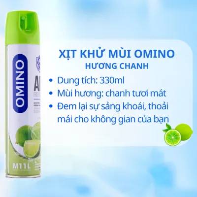Dung Dịch Xịt Thơm Khử Mùi Nội Thất Ô Tô OMINO M11 330ml - Đủ 3 Mùi Hương Táo Đào Chanh - Chính Hãng Lưu Hương Lâu Khử Khuẩn