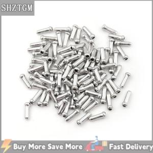 [COD] SHZTGM ตัวเปลี่ยนเกียร์เบรคจักรยานอลูมิเนียมสีเงิน100ชิ้นปลายสายเคเบิลด้านใน