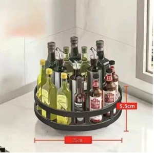 1/2/3 Tier 360° Rotating Spice Rack Organizer Metal Kitchen Seasoning Jars Shelf