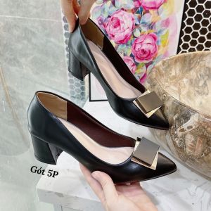 Mẫu A08_Giày búp bê gót vuông mũi nhọn đính nơ cao cấp đế 5p tôn dáng tăng chiều cao.giày nữ siêu đẹp