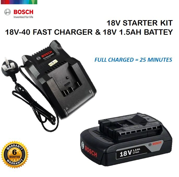 BOSCH 18V STARTER PACK 1 X GAL 18V 40 FAST CHARGER AND 1 X 18V