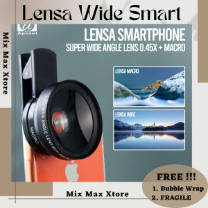 Lensa Super Wide Angle Lens 0.45X + Macro Smartphone - APL-0.45WM - Black Lensa Tambahan Handphone