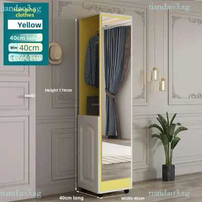 Full-Length Mirror Cabinet Integrated Dressing Mirror Home Storage Living Room Bedroom Rotating Multi-Functional Entrance Full-Length Floor Mirror YZX