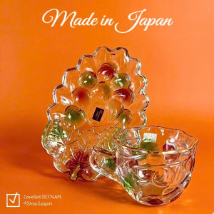[Hàng Hiếm Japan New] 01 Set Cốc Trà Kèm Đĩa Lót Thủy Tinh Hình Chùm Nho 3D Phối Màu Gradient