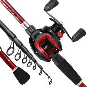 Sougayilang Set Tongkat Dan Gulungan Pancing Set Joran Dan Reel Pancing 1.8m 2.1m 2.4m Teleskopik Serat Karbon Dan Gulungan Pancing Baitacting 12+1BB / 18+1 BB