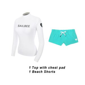 Sailbee nữ lướt sóng lặn Bộ đồ bơi Bộ Đồ Tắm Tay áo dài raghguard Top 8111