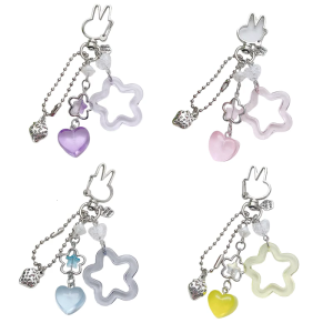 Handmade ngôi sao năm cánh Keychain mạnh mẽ Acrylic Hợp Kim Charm Gắn Túi Phụ Kiện Trọng lượng nhẹ xách tay Keyring decors