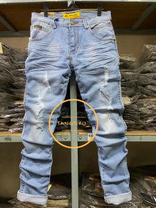 MC WISCER Celana Panjang Pria Jeans Sobek Tidak Tembus Pola Skinny Stretch Bahan Denim Distro Cowok
