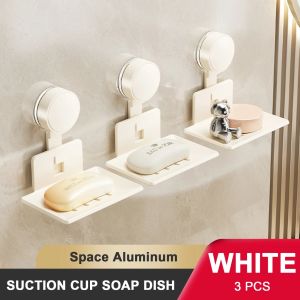 1pc Aluminum Soap Rack Suction Cup Soap Light Luxury Shelf Punch-free Nail-free Bathroom Single Layer Drain Wall Hanging2026