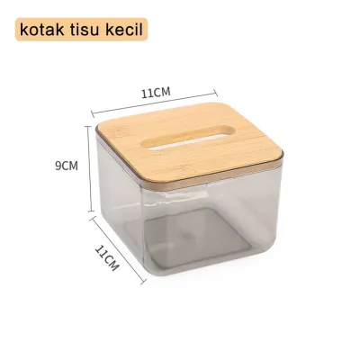ANQI SHOP Tempat Tisu / Kotak Tisu Kayu Transparan / Kotak Tissue Kamar Mandi Dapur / Tempat Tisue Organizer Modern VS-215