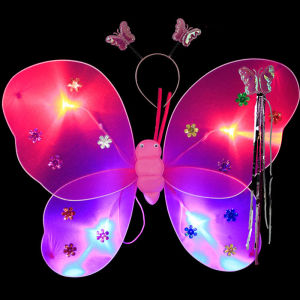 Led Fairy Wings Costume Set Light Up Tutu Dress Up Party Stage Photo Booth