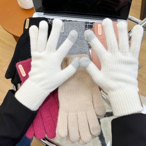 BAIXL Five Finger Knitting Gloves Touch Screen Korean Style Full Finger Mittens Gift Warm Cycling Driving Gloves Female
