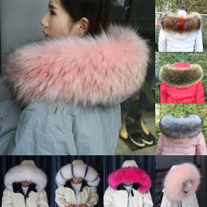 (memgouo)ผู้หญิงฤดูหนาว Faux Raccoon ขนสัตว์ผ้าพันคอที่ถอดออกได้ผ้าคลุมไหล่ผ้าคลุมไหล่ขโมยคออุ่น