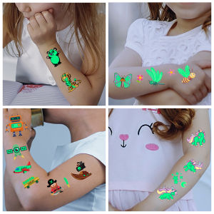 Cartoon Luminous Tattoo Stickers for Children Temporary Tattoos Waterproof Fluorescent Disposable Body Art Tattoo 110x75mm