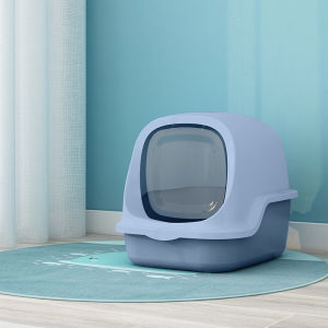 HATELI Cat Litter Box Large Fully Enclosed Cat Litter Box Pet Supplies Splash-proof Semi-enclosed Plastic Cat Toilet 49x38x39cm