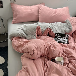 Dansunreve Solid Color Quilt Cover Washed Cotton AB Design Red/Purple/Grey/Green Duvet Cover Single/Queen/King