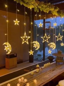 5M LED hari raya lights 8modes 144LED star&moon lights LED Fairy lights outdoor waterproof For hari raya decoration