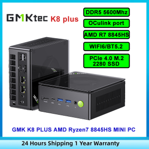 GMK K8 plus mini pc AMD Ryzen7 8845HS DDR5 5600Mhz PCIE4.0 M.2 2280 Oculink port WIFI6 BT5.2 Windows11 mini pc