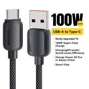 Essager 7A 100W USB Type C Cable 88W PD Fast Charging Charger USB A Data Cord USB C To USB C Cable For Huawei Honor Xiaomi Oneplus Samsung