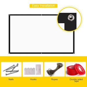 PS100 16:9 Portable 100 inch Projector Screen Wall Mounted Screen for Projector Home Cinema Outdoors Projection Screen Foldable