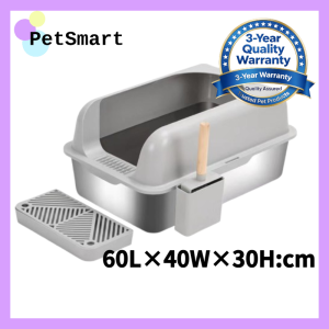 XXXL Stainless Steel Cat Litter Box with Lid Metal Box for Big Cats Extra Large Kitty Litter Pan Easy Clean Steel Box Anti-Leakage Include Litter Scoop